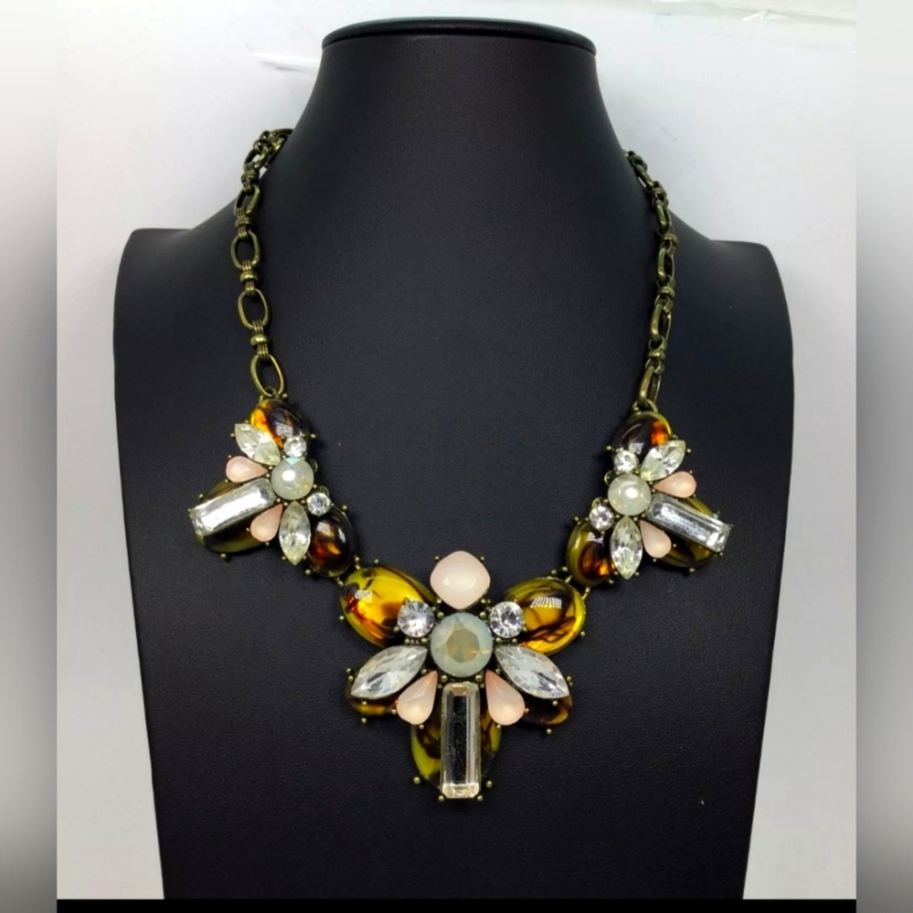 Bauble Bar Faux Tortoise Rhinestone Statement Necklace
